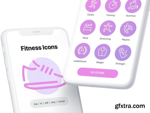 64 Fitness Icons Ui8.net