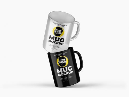 Silver and Black Mug Mockup Set of Two 573496048