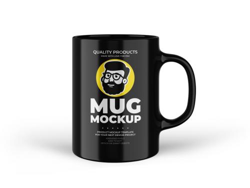 Classic Black Mug Mockup Front View 573496013