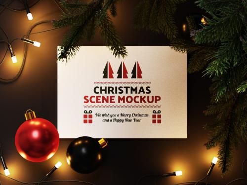 Decorative Christmas Greeting Card Mockup 573495863