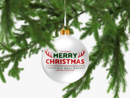 White Hanging Christmas Ball Mockup 573495773