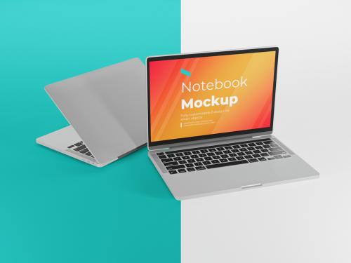 Modern Laptop Mockup Fron and Back View 573495680