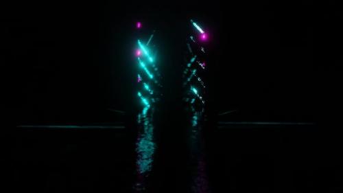 Videohive - Cyan And Pink Lighting Mirror Effect Background Vj Loop In HD - 47538017 - 47538017