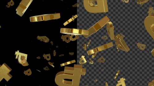 Videohive - Golden Ruble Symbol Flying Alpha Loop - 47564587 - 47564587