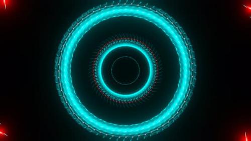 Videohive - Red And Cyan Glossy Propeller Mechanism Background Vj Loop In 4K - 47574133 - 47574133