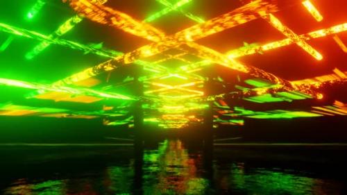 Videohive - Orange And Green Mirror Moving Lighting Effect Background Vj Loop In HD - 47574140 - 47574140