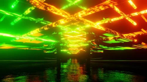 Videohive - Orange And Green Mirror Moving Lighting Effect Background Vj Loop In 4K - 47574142 - 47574142