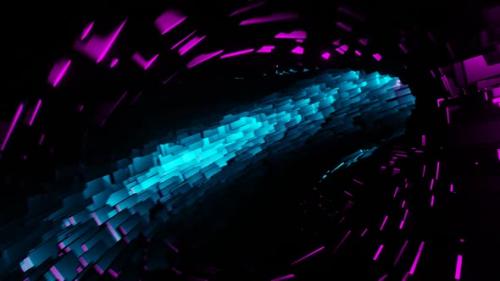 Videohive - Cyan And Pink Squares Within Circle Background Vj Loop In HD - 47574144 - 47574144