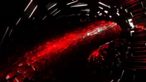 Videohive - Red And Gray Squares Within Circle Background Vj Loop In HD - 47574147 - 47574147