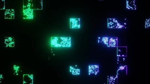 Videohive - Green To Purple Abstract Glow Disappearing Cubes Background Vj Loop In HD - 47574148 - 47574148