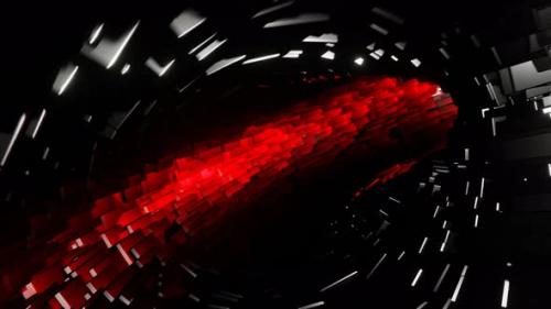 Videohive - Red And Gray Squares Within Circle Background Vj Loop In 4K - 47574150 - 47574150