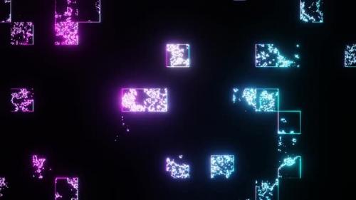 Videohive - Pink To Cyan Abstract Glow Disappearing Cubes Background Vj Loop In HD - 47574152 - 47574152