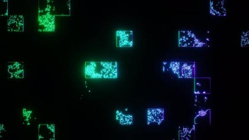 Videohive - Green To Purple Abstract Glow Disappearing Cubes Background Vj Loop In 4K - 47574156 - 47574156