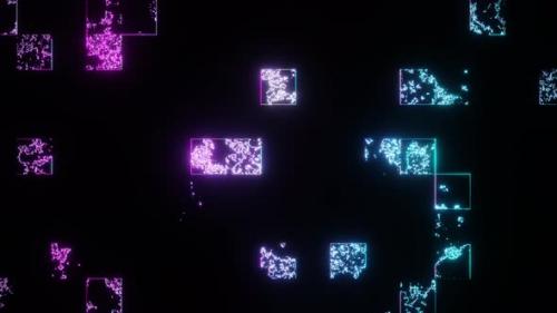 Videohive - Pink To Cyan Abstract Glow Disappearing Cubes Background Vj Loop In 4K - 47574157 - 47574157