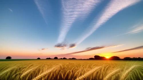 Videohive - A beautiful sky landscape over a wheat field with a sunrise 007 - 47561294 - 47561294