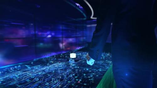 Videohive - Graph Databases Businessman Working with Virtual Reality at Office - 47538157 - 47538157