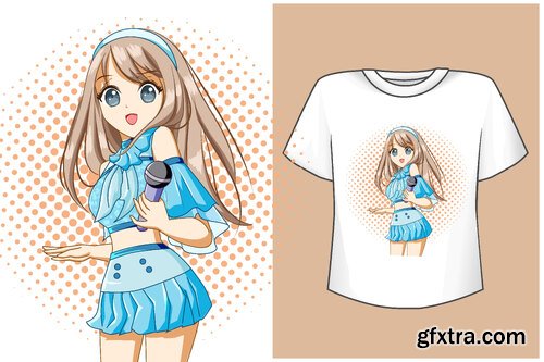 Vector mockup singer girl cute