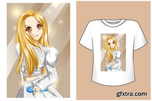 Vector mockup girl dress white sing