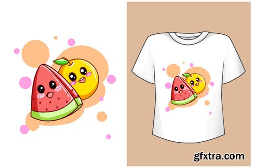 Vector mockup cute orange and strawberry