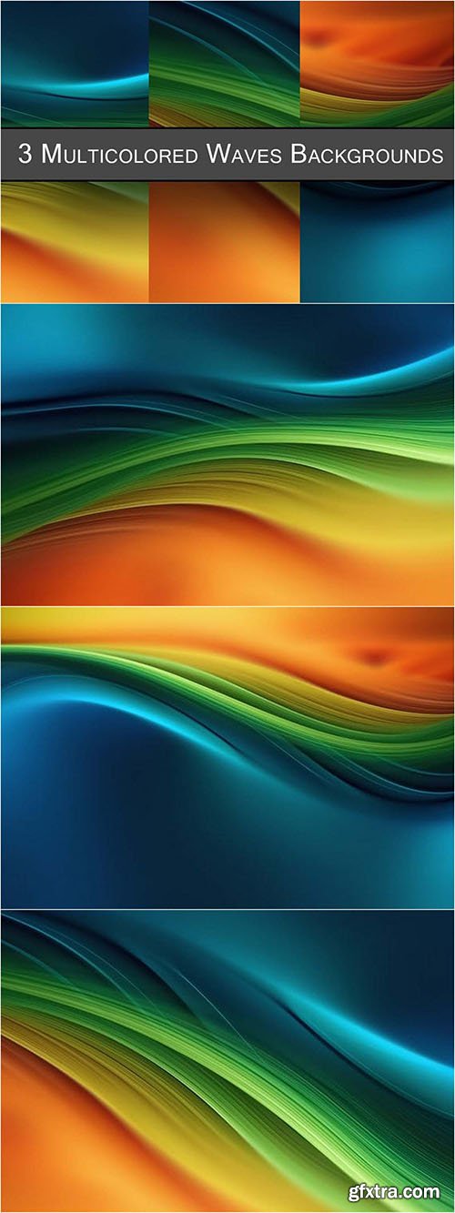 Multicolored Waves Background Set