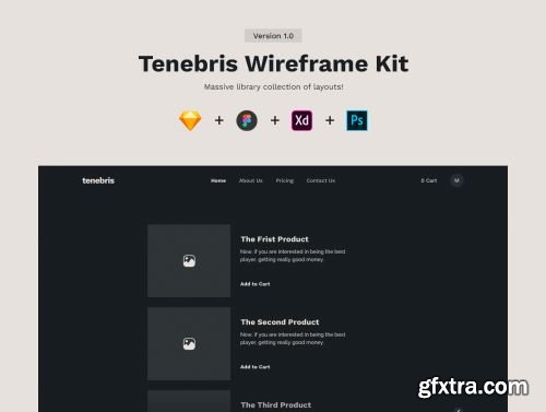 Tenebris Wireframe Kit Ui8.net