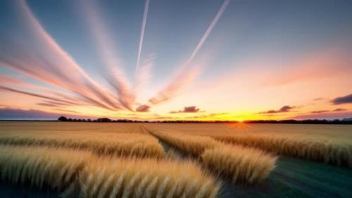Videohive - A beautiful sky landscape over a wheat field with a sunrise 010 - 47561291 - 47561291