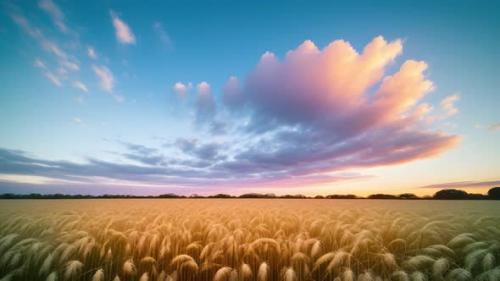 Videohive - A beautiful sky landscape over a wheat field with a sunrise 006 - 47561295 - 47561295