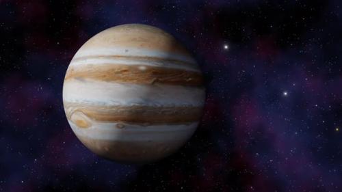 Videohive - Planet Jupiter view from outer space and twinkling stars in the Milky Way galaxy 3d render. Solar - 47562848 - 47562848