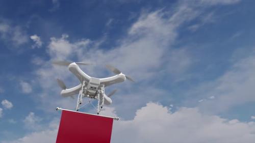 Videohive - Drone Pulling Albania Flag - 47547820 - 47547820