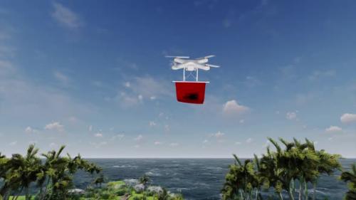 Videohive - Quadcopter Drone Carrying Albania Flag - 47547824 - 47547824