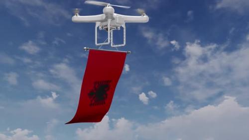 Videohive - Drone Carrying Albania Flag - 47547828 - 47547828