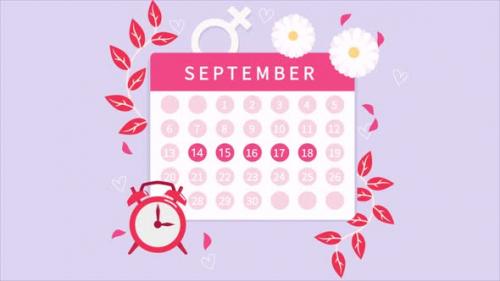 Videohive - Menstrual Calendar For 14th, 15th, 16th, 17th, 18th September On Pink Background - 47549686 - 47549686