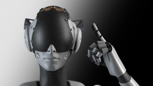 Videohive - portrait of a robot, the robot makes a hand gesture indicating the importance of information. - 47550696 - 47550696