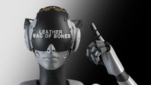 Videohive - the robot makes a gesture indicating the information on the "bag of bones" display. - 47550699 - 47550699