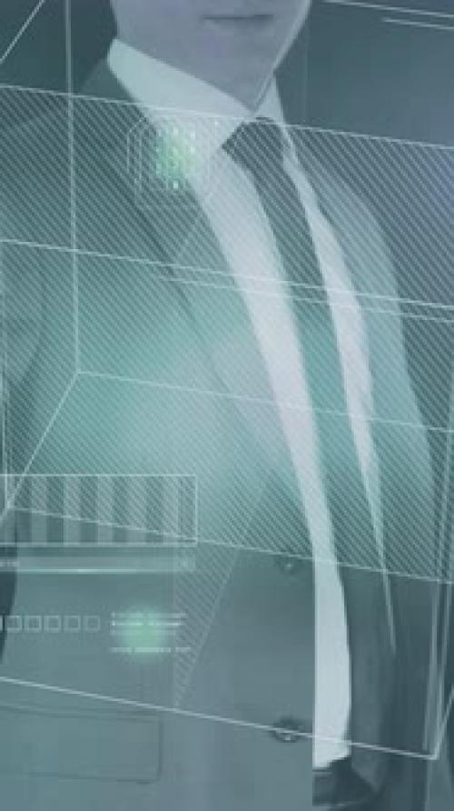 Videohive - A Man Works with Data on a Virtual Panel - 47550789 - 47550789