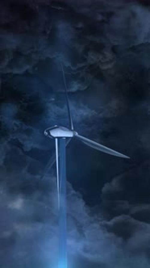 Videohive - Wind Turbines Tops Among Thick Night Clouds - 47551197 - 47551197