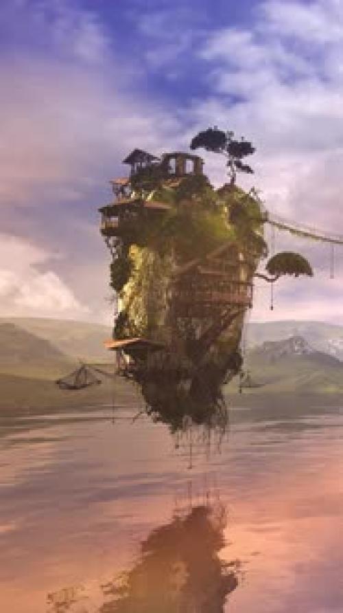 Videohive - Landscape of a Fantastic Planet with Flying Islands - 47551210 - 47551210