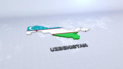 Videohive - Uzbekistan Map With Flag - 47552032 - 47552032