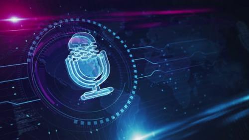 Videohive - Microphone online podcast and on air live record symbol loop digital concept - 47552866 - 47552866