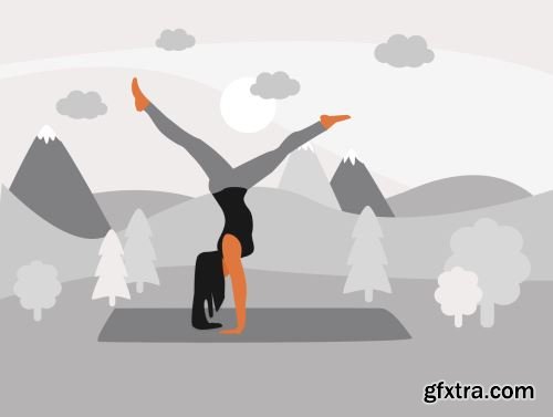 Yoga & Workout Vector Illustrations - 2 Color Styles Ui8.net