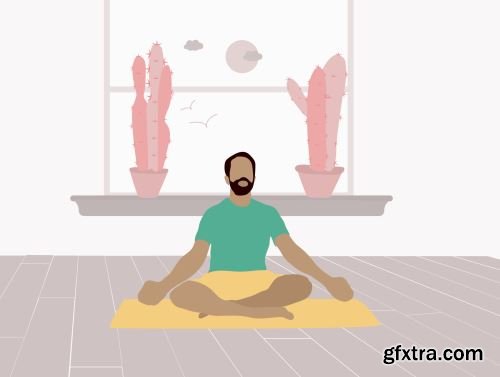 Yoga & Workout Vector Illustrations - 2 Color Styles Ui8.net