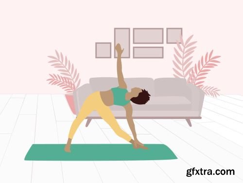 Yoga & Workout Vector Illustrations - 2 Color Styles Ui8.net