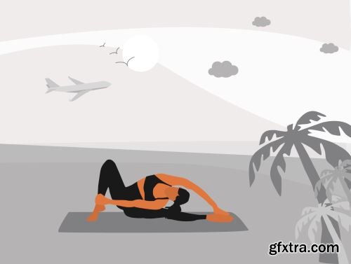 Yoga & Workout Vector Illustrations - 2 Color Styles Ui8.net