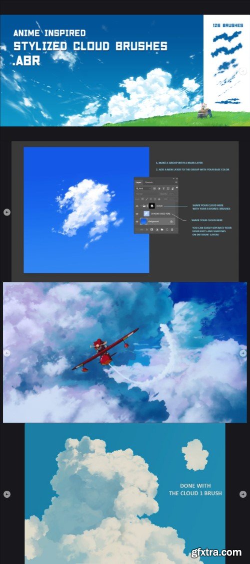 Anime/Ghibli inspired cloud brushes for Photoshop