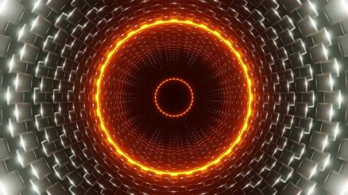 Videohive - Silver With Orange Cylindrical Mechanism Background Vj Loop In 4K - 47574182 - 47574182