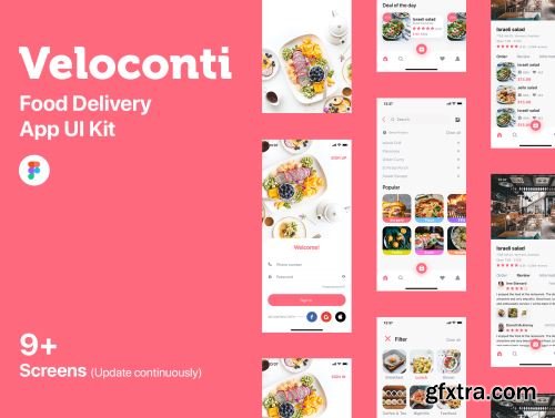 Veloconti - Food Delivery App UI Kit Ui8.net