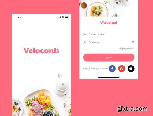 Veloconti - Food Delivery App UI Kit Ui8.net