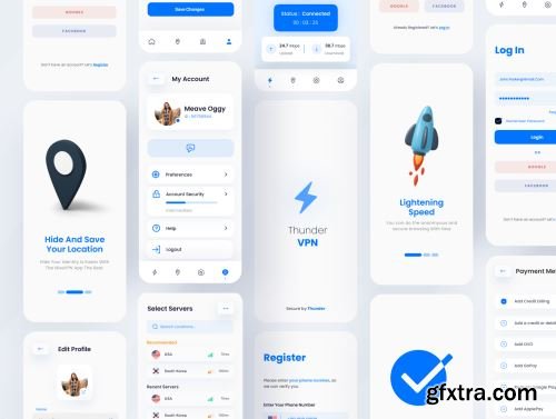 Thunder - A Premium Mobile VPN App UI Kit Ui8.net