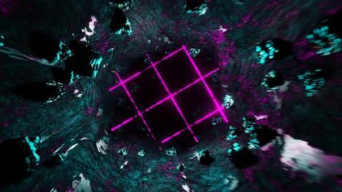 Videohive - Cyan And Pink Cave With Pink Laser Protection Background Vj Loop In HD - 47574191 - 47574191