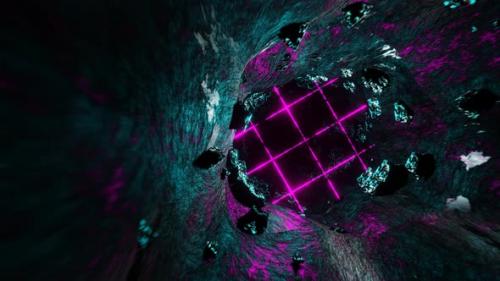 Videohive - Cyan And Pink Cave With Pink Laser Protection Background Vj Loop In 4K - 47574194 - 47574194